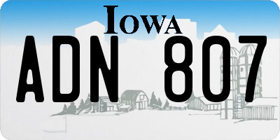 IA license plate ADN807