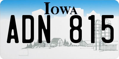 IA license plate ADN815