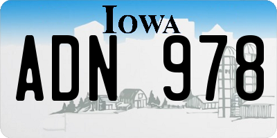 IA license plate ADN978