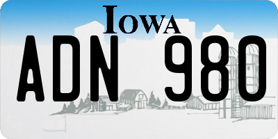 IA license plate ADN980