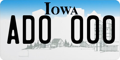 IA license plate ADO000