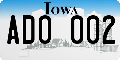 IA license plate ADO002