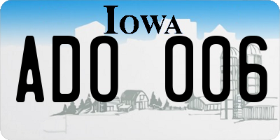 IA license plate ADO006