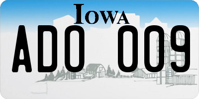 IA license plate ADO009