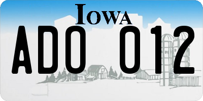 IA license plate ADO012