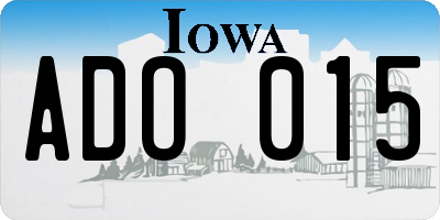 IA license plate ADO015