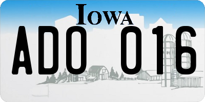 IA license plate ADO016