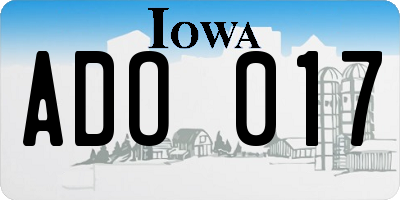 IA license plate ADO017