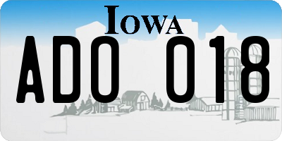 IA license plate ADO018