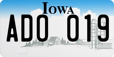 IA license plate ADO019
