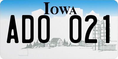 IA license plate ADO021