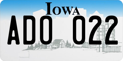 IA license plate ADO022