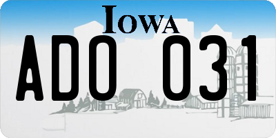 IA license plate ADO031