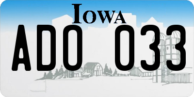 IA license plate ADO033