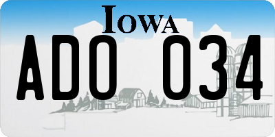 IA license plate ADO034