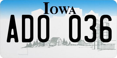 IA license plate ADO036