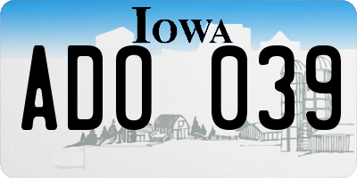 IA license plate ADO039