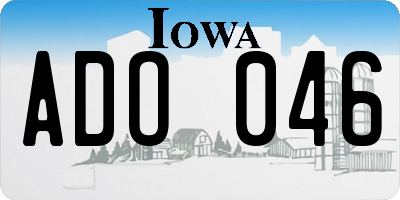 IA license plate ADO046
