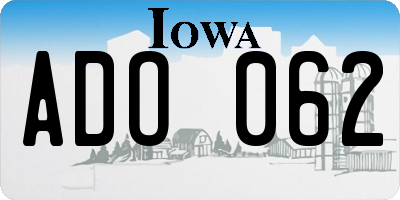 IA license plate ADO062