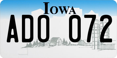 IA license plate ADO072