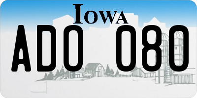 IA license plate ADO080