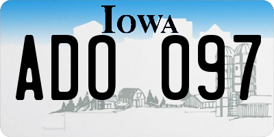 IA license plate ADO097