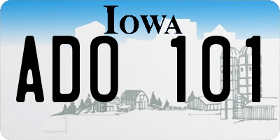 IA license plate ADO101