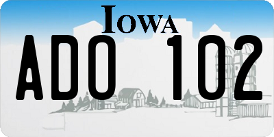 IA license plate ADO102