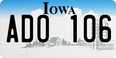 IA license plate ADO106