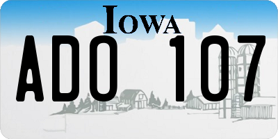 IA license plate ADO107