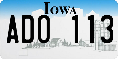 IA license plate ADO113