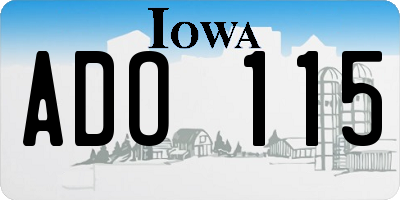IA license plate ADO115