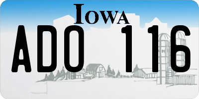 IA license plate ADO116