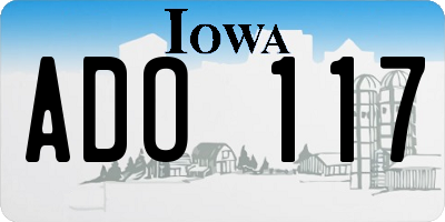 IA license plate ADO117