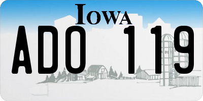 IA license plate ADO119
