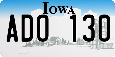 IA license plate ADO130