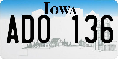IA license plate ADO136