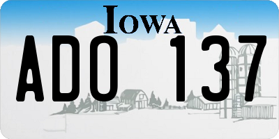 IA license plate ADO137