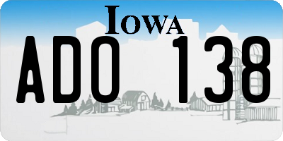 IA license plate ADO138