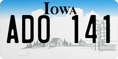 IA license plate ADO141