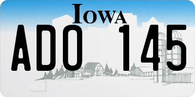 IA license plate ADO145