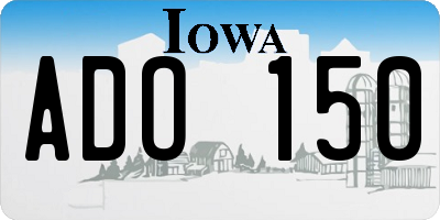 IA license plate ADO150