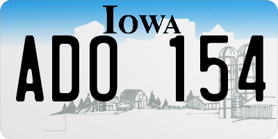 IA license plate ADO154