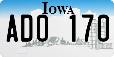 IA license plate ADO170