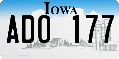 IA license plate ADO177