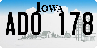 IA license plate ADO178