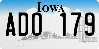 IA license plate ADO179