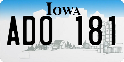 IA license plate ADO181