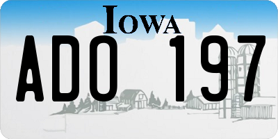 IA license plate ADO197