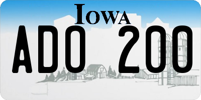 IA license plate ADO200